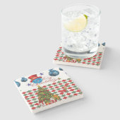 Weihnachts-Marble-Stone-Untersetzer, Frohe Weihnac Steinuntersetzer (Seitenansicht)