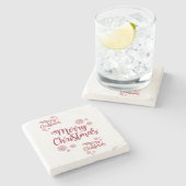 Weihnachts-Marble-Stone-Untersetzer, Frohe Weihnac Steinuntersetzer (Seitenansicht)