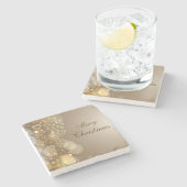 Weihnachts-Marble-Stone-Untersetzer, Frohe Weihnac Steinuntersetzer (Seitenansicht)