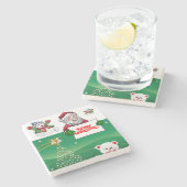 Weihnachts-Marble-Stone-Untersetzer, Frohe Weihnac Steinuntersetzer (Seitenansicht)