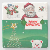 Weihnachts-Marble-Stone-Untersetzer, Frohe Weihnac Steinuntersetzer (Vorderseite)