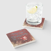 Weihnachts-Marble-Stone-Untersetzer, Frohe Weihnac Steinuntersetzer (Seitenansicht)