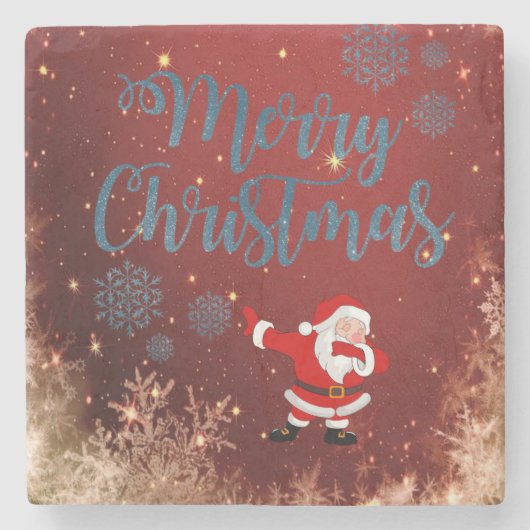 Weihnachts-Marble-Stone-Untersetzer, Frohe Weihnac Steinuntersetzer (Vorderseite)