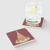 Weihnachts-Marble-Stone-Untersetzer, Frohe Weihnac Steinuntersetzer (Seitenansicht)