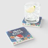 Weihnachts-Marble-Stone-Untersetzer, Frohe Weihnac Steinuntersetzer (Seitenansicht)