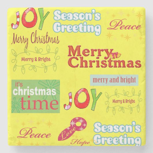 Weihnachts-Marble-Stone-Untersetzer, Joy Peace Steinuntersetzer (Vorderseite)