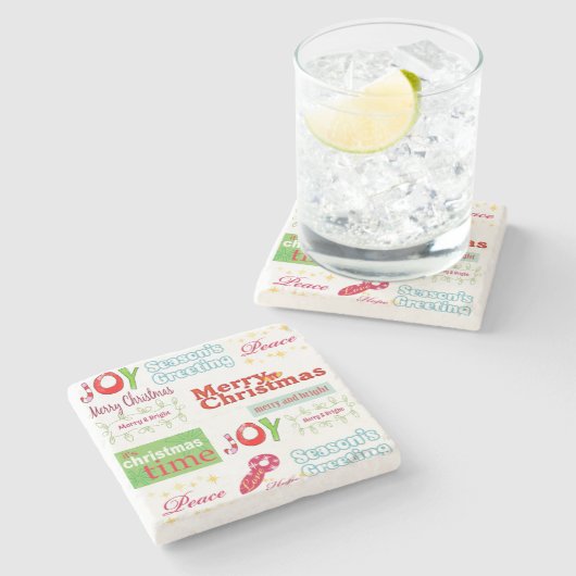 Weihnachts-Marble-Stone-Untersetzer, Joy Peace Steinuntersetzer (Seitenansicht)