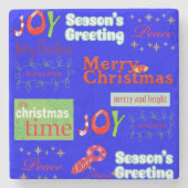 Weihnachts-Marble-Stone-Untersetzer, Joy Peace Steinuntersetzer (Vorderseite)