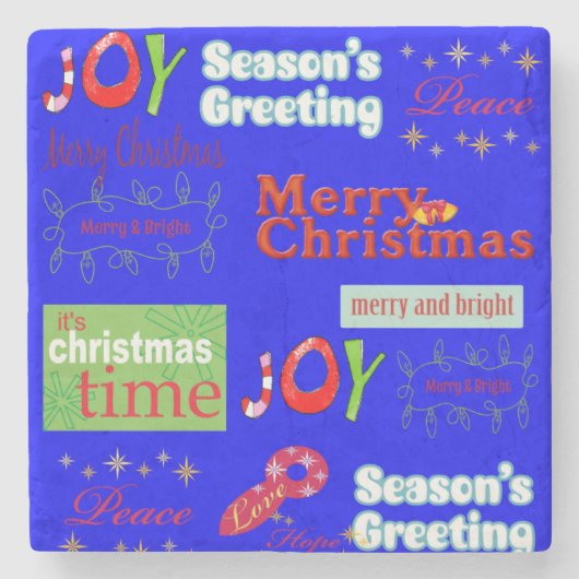 Weihnachts-Marble-Stone-Untersetzer, Joy Peace Steinuntersetzer (Vorderseite)