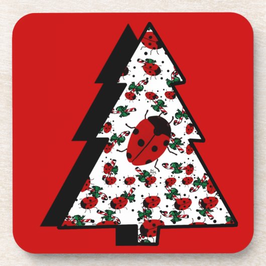 WEIHNACHTS-MARIENKÄFER GETRÄNKEUNTERSETZER (Vorderseite)
