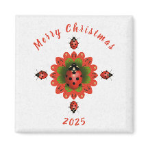 Weihnachts-Marienkäfer Rot Grün Weiß Quadrat