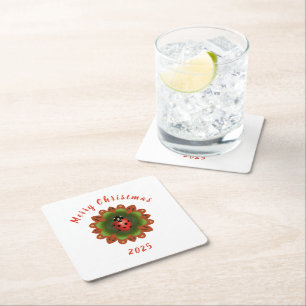 Weihnachts-Marienkäfer Rot Grün Weiß Rechteckiger Pappuntersetzer