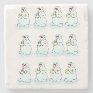 Weihnachts-Marmor-Stein-Unterleger, Schneemann Steinuntersetzer