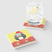 Weihnachts-Marmor-Stone-Untersetzer, Pinguin Steinuntersetzer (Seitenansicht)