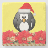 Weihnachts-Marmor-Stone-Untersetzer, Pinguin Steinuntersetzer (Vorderseite)