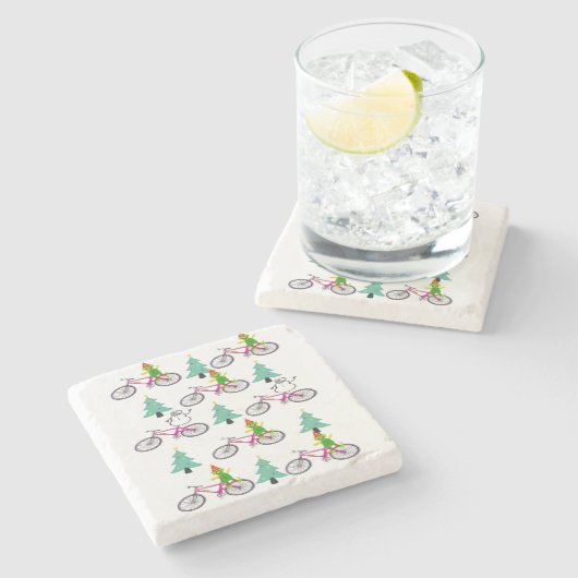 Weihnachts-Marmor-Stone-Untersetzer, Snowman Elf Steinuntersetzer (Seitenansicht)