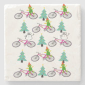 Weihnachts-Marmor-Stone-Untersetzer, Snowman Elf Steinuntersetzer (Vorderseite)