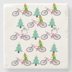 Weihnachts-Marmor-Stone-Untersetzer, Snowman Elf Steinuntersetzer