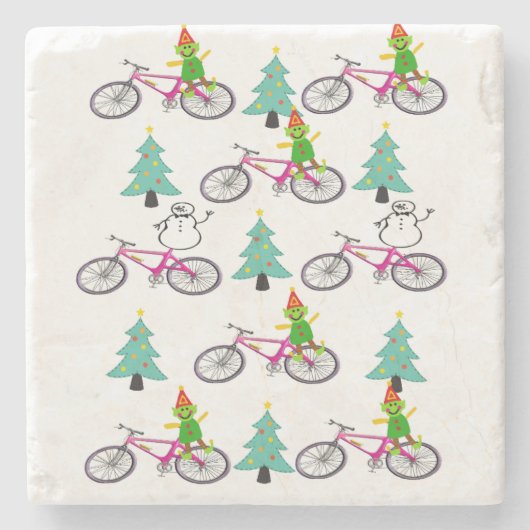 Weihnachts-Marmor-Stone-Untersetzer, Snowman Elf Steinuntersetzer (Vorderseite)