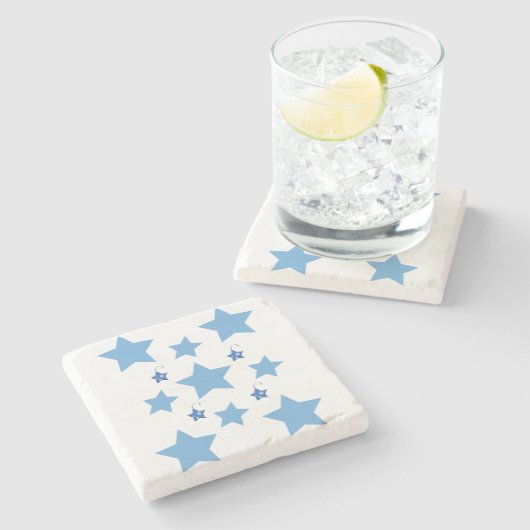 Weihnachts-Marmorstein-Untersetzer, Blaue Sterne Steinuntersetzer (Seitenansicht)