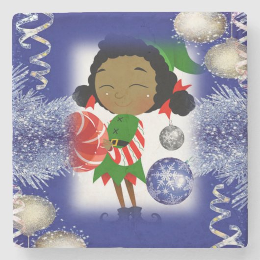 Weihnachts-Marmorstein-Untersetzer, Elf Steinuntersetzer (Vorderseite)