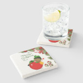 Weihnachts-Marmorstein-Untersetzer, Elf Steinuntersetzer (Seitenansicht)