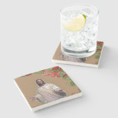 Weihnachts-Marmorstein-Untersetzer, Jesus Christus Steinuntersetzer (Seitenansicht)