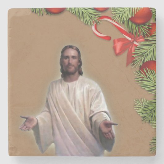 Weihnachts-Marmorstein-Untersetzer, Jesus Christus Steinuntersetzer (Vorderseite)