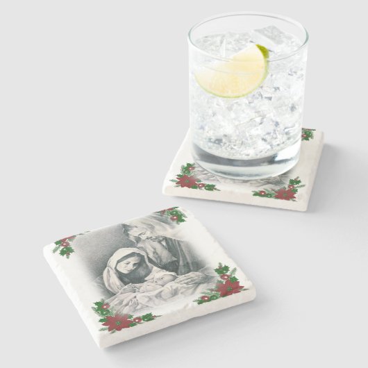 Weihnachts-Marmorstein-Untersetzer, Jesus Christus Steinuntersetzer (Seitenansicht)