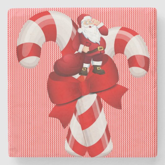 Weihnachts-Marmorstein-Untersetzer, Santa Steinuntersetzer (Vorderseite)