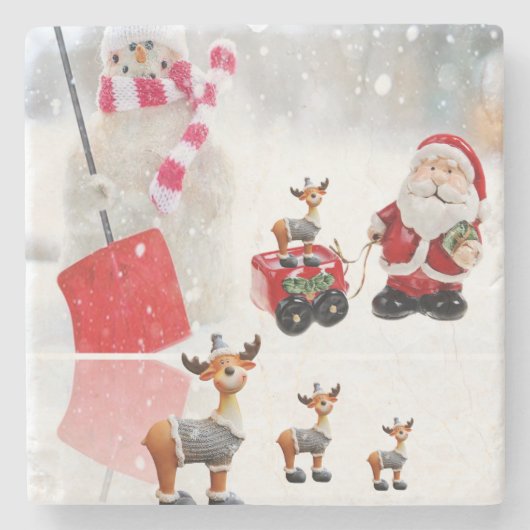 Weihnachts-Marmorstein-Untersetzer, Santa Steinuntersetzer (Vorderseite)