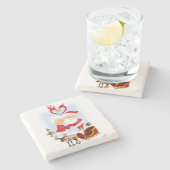 Weihnachts-Marmorstein-Untersetzer, Santa Steinuntersetzer (Seitenansicht)