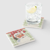 Weihnachts-Marmorstein-Untersetzer, Santa Steinuntersetzer (Seitenansicht)