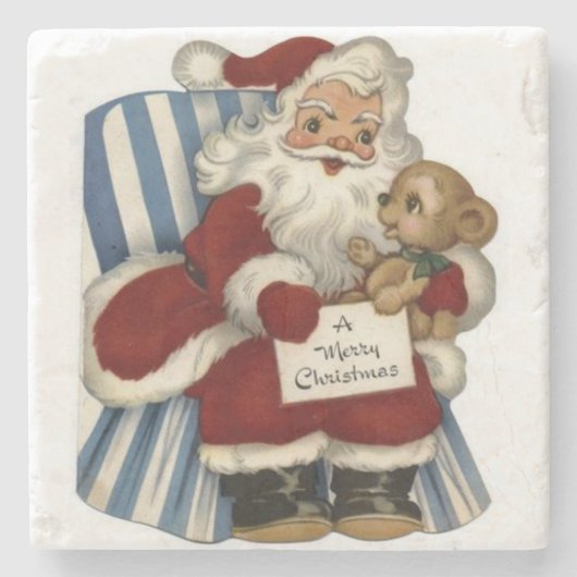 Weihnachts-Marmorstein-Untersetzer, Santa Steinuntersetzer (Vorderseite)