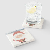 Weihnachts-Marmorstein-Untersetzer, Santa Steinuntersetzer (Seitenansicht)