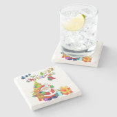 Weihnachts-Marmorstein-Untersetzer, Santa Steinuntersetzer (Seitenansicht)