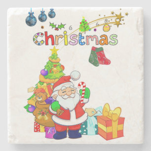 Weihnachts-Marmorstein-Untersetzer, Santa Steinuntersetzer