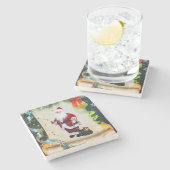 Weihnachts-Marmorstein-Untersetzer, Santa Steinuntersetzer (Seitenansicht)