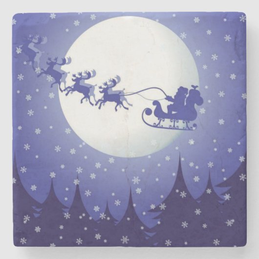 Weihnachts-Marmorstein-Untersetzer, Santa Steinuntersetzer (Vorderseite)