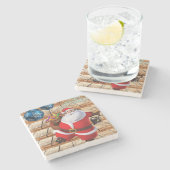 Weihnachts-Marmorstein-Untersetzer, Santa Steinuntersetzer (Seitenansicht)
