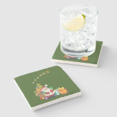 Weihnachts-Marmorstein-Untersetzer, Santa Steinuntersetzer (Seitenansicht)