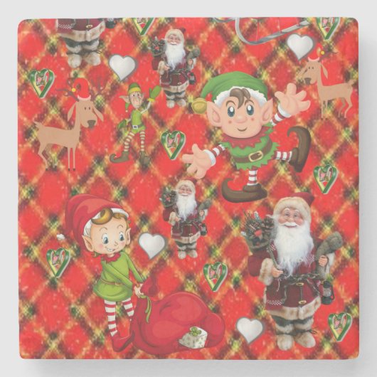 Weihnachts-Marmorstein-Untersetzer, Santa Steinuntersetzer (Vorderseite)