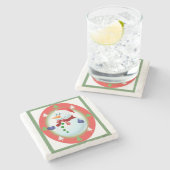 Weihnachts-Marmorstein-Untersetzer, Snowman Steinuntersetzer (Seitenansicht)