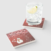 Weihnachts-Marmorstein-Untersetzer, Snowman Steinuntersetzer (Seitenansicht)