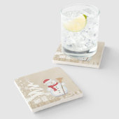 Weihnachts-Marmorstein-Untersetzer, Snowman Steinuntersetzer (Seitenansicht)