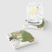 Weihnachts-Marmorstein-Untersetzer, Snowman Steinuntersetzer (Seitenansicht)