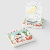 Weihnachts-Marmorstein-Untersetzer, Snowman Steinuntersetzer (Seitenansicht)