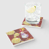 Weihnachts-Marmorstein-Untersetzer, Snowman Steinuntersetzer (Seitenansicht)