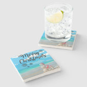 Weihnachts-Marmorstein-Untersetzer, Snowman Steinuntersetzer (Seitenansicht)