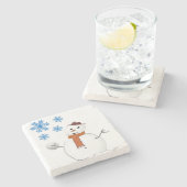 Weihnachts-Marmorstein-Untersetzer, Snowman Steinuntersetzer (Seitenansicht)